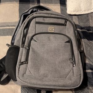 Sleek Gray Backpack with Multiple Compartments